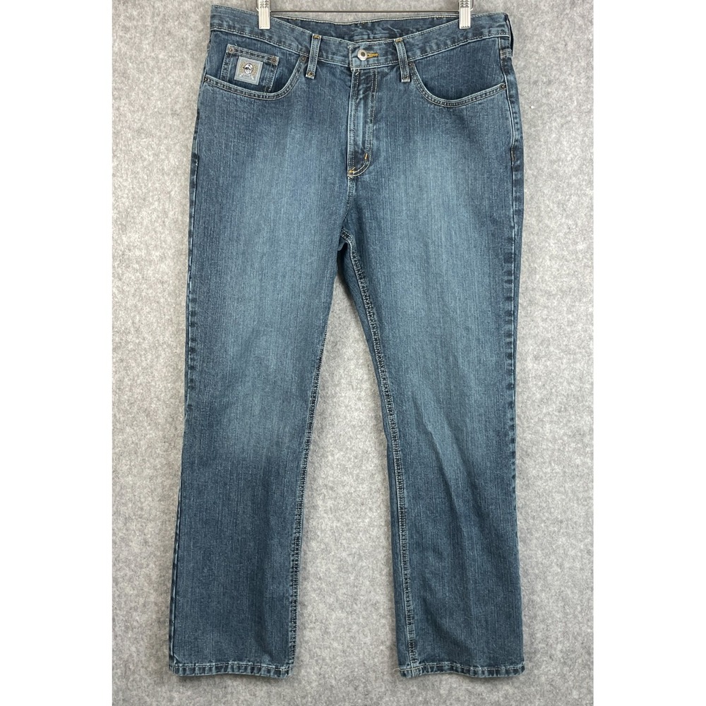 Cinch Silver Label Rigid Jeans Mens 36x32 Slim Straight Leg Stonewash MB98034001